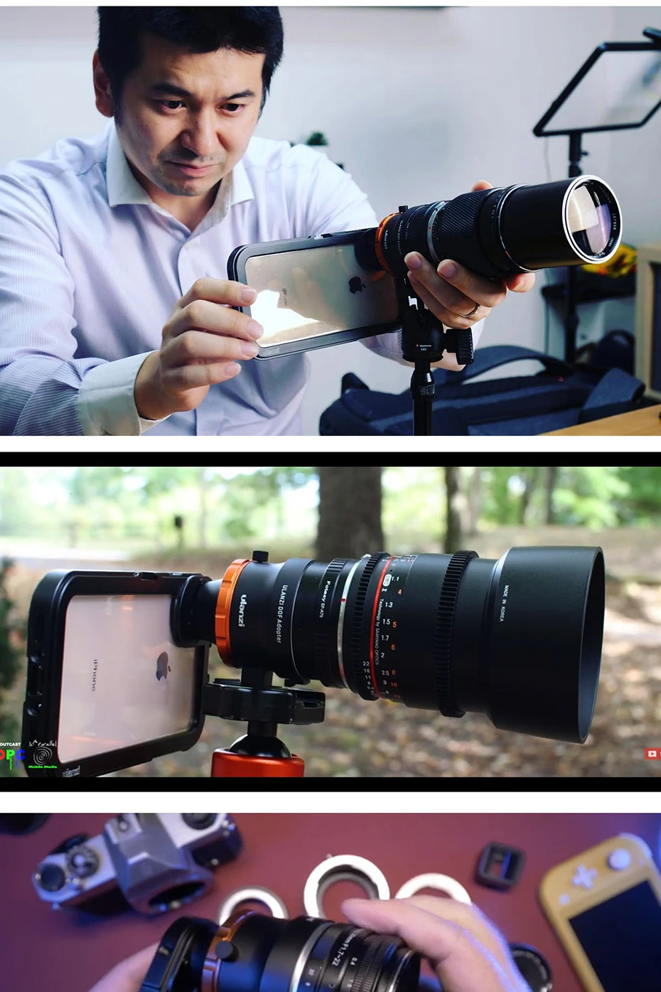 Ulanzi DOF E Mount DSLR камера полный рамки объектив адаптер клетка для iphone 11 Pro Max смартфон SLR/DSLR и кино объектив