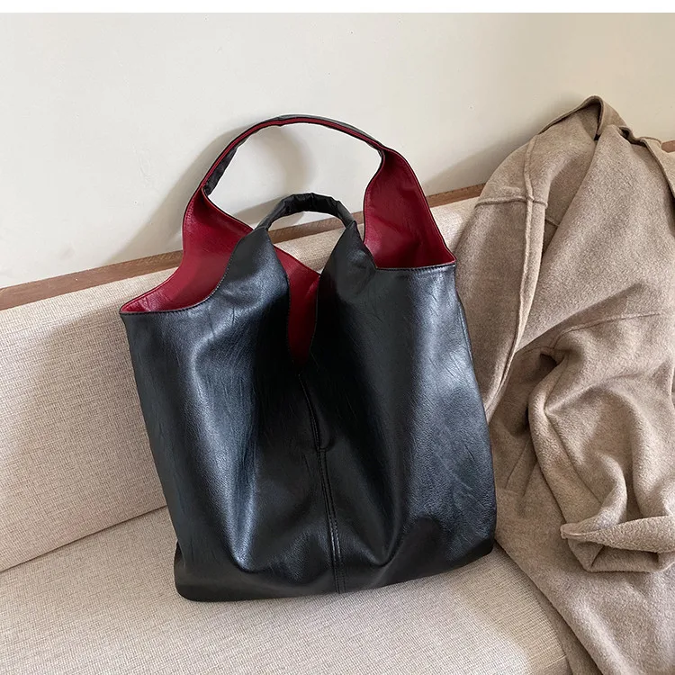 NIGEDU дизайнерская женская сумка большой емкости из мягкой искусственной кожи, сумки-Хобо, повседневные женские сумки на плечо, женские большие сумки черного цвета