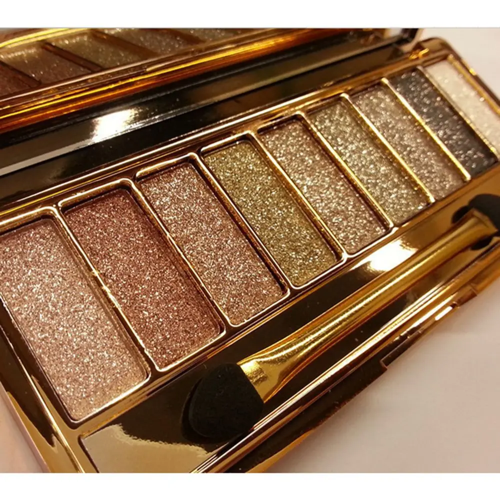 9 Colors Glitter Eyeshadow Fashion Eye Shadow Palette & Makeup Cosmetic Brush Set For Women Nude Shades eye shadow eye shadow plate glitter makeup accessories