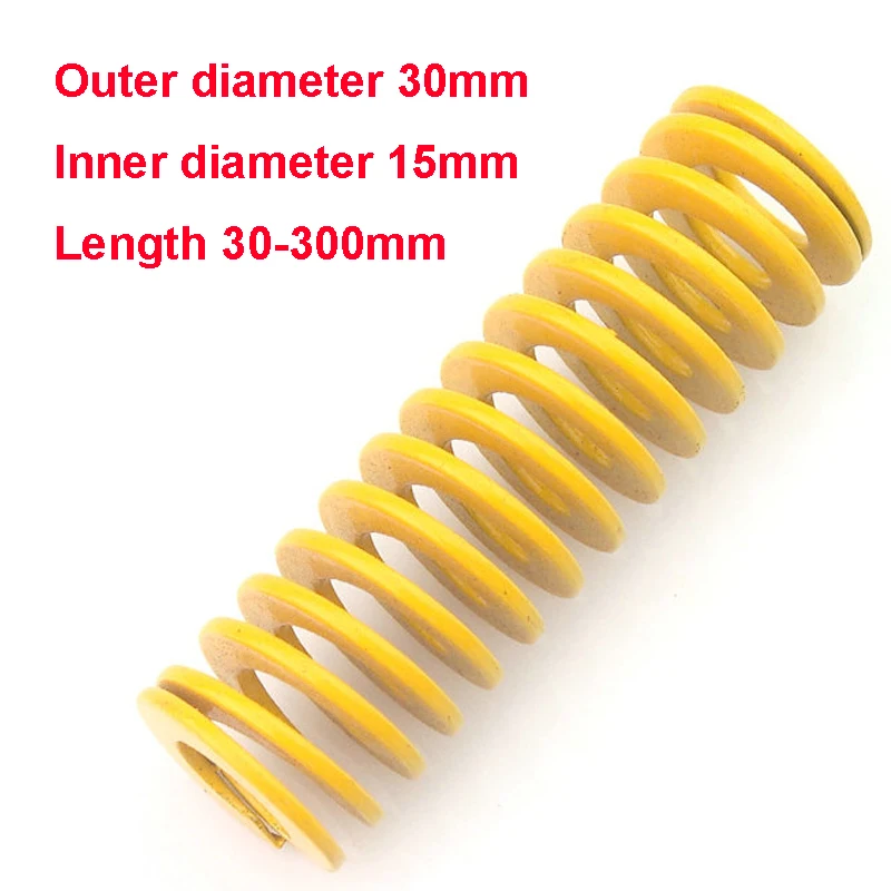 30mm OD 70mm Long Spiral Stamping Light Load Compression Mould Die Spring Yellow 