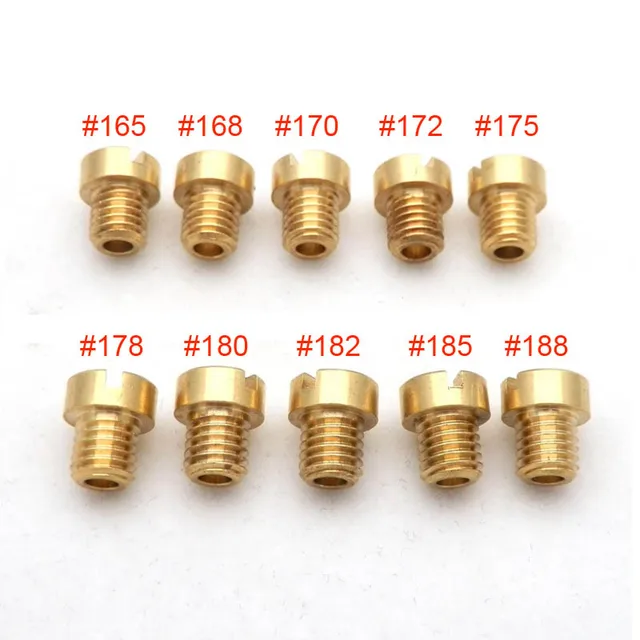 Pack of 10pcs Carburetor Main Jet M6 M5 6mm 5mm Thread for DellOrto BGM Motoforce Carburetor Injector Nozzle Size 50-200 165-188 (M5)