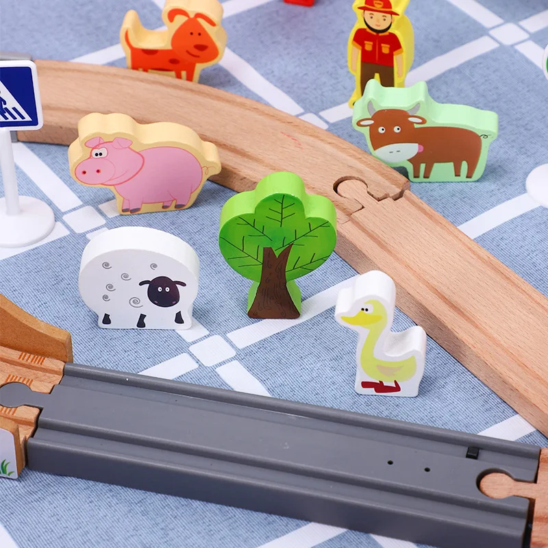 Деревянный поезд трек стоп фартук вертолет набор Совместимость деревянная железная дорога Образовательные Подарки на день детей