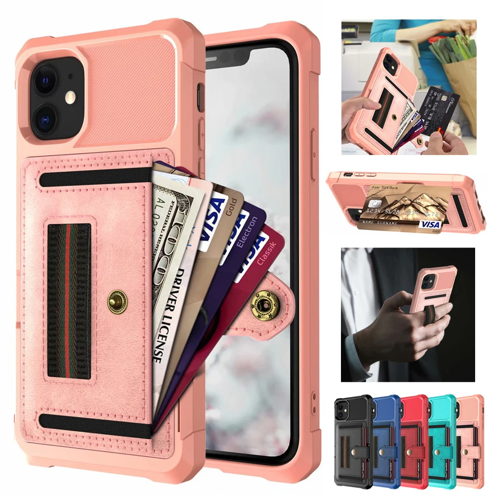 

Luxury Card magnetic holder Phone Case For iPhone 11 Pro Max XR XS Max X 7 8 Plus Wallet Leather Soft TPU Protection Cover Shell