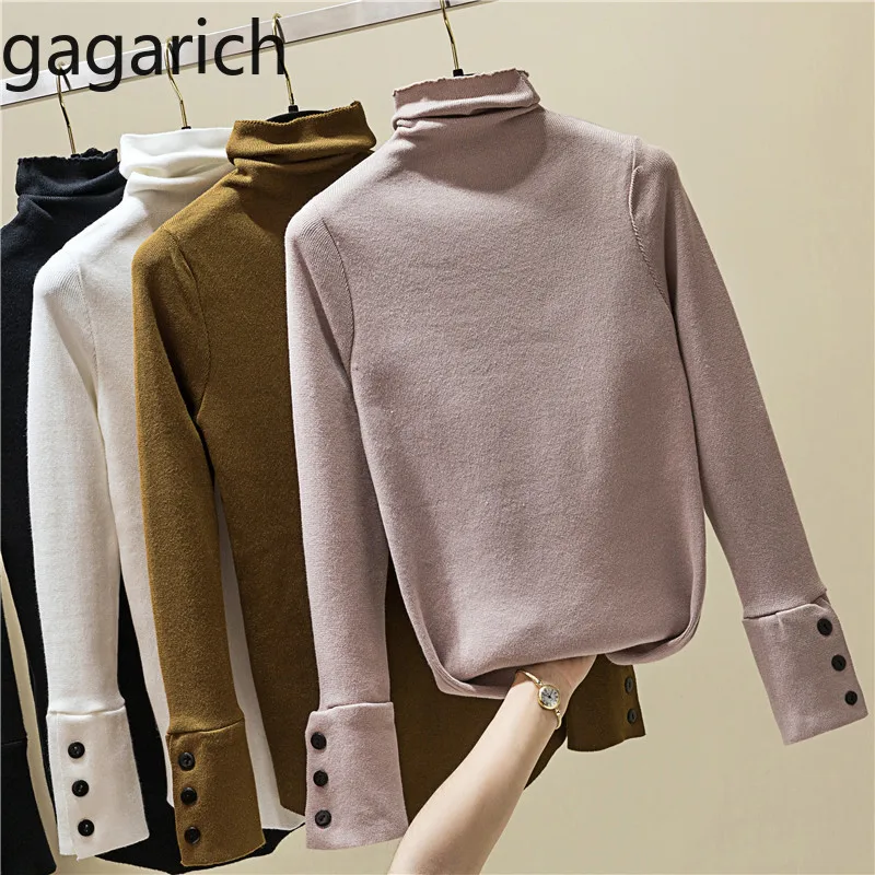 Gagarich Women Pullovers Autumn Winter 2020 Joker Turtleneck Base Sweater Ladies Korean Slim Short Long Sleeve Solid Tops | Женская
