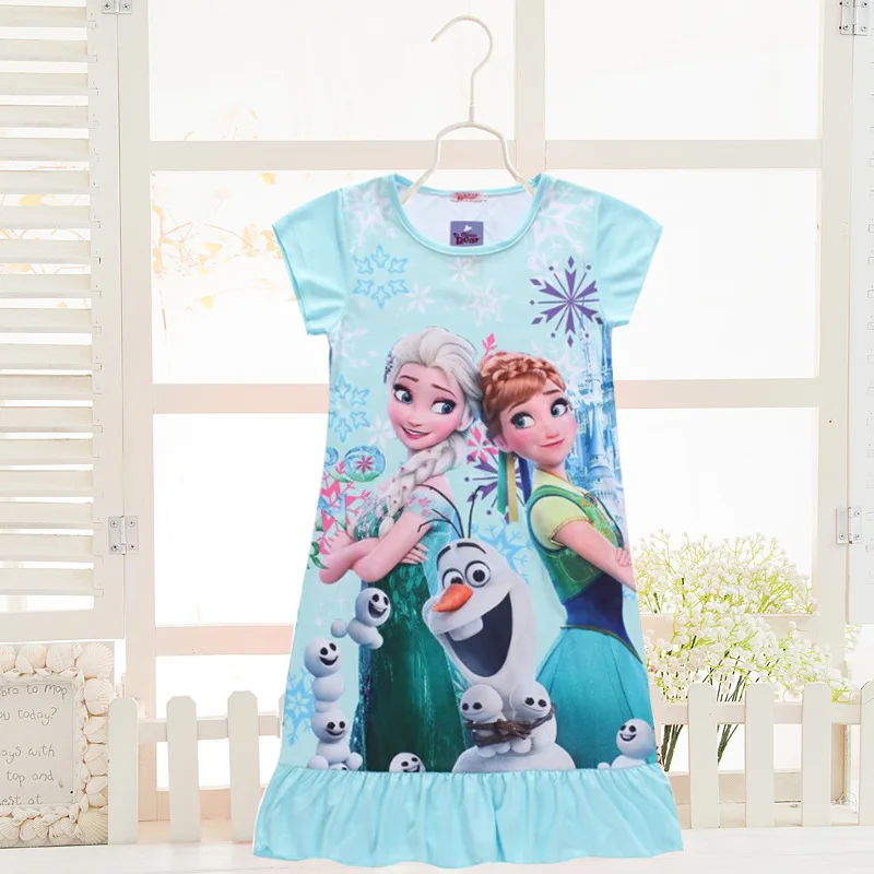 Children Cartoon Frozen Elsa Home Clothing Summer Girl Sleepwear Robe Princess Nightgowns Cotton Pajama Lovely Dress vintage nightgowns	 Sleepwear & Robes