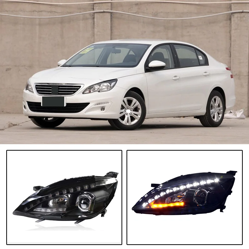 Передние светодиодный ные фары головного света CAPQX 2 шт. для Peugeo 308S 408 2014 2015 2016 в