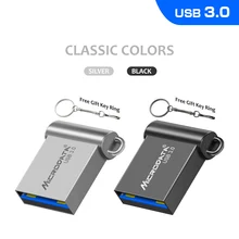 Mini USB 3.0 USB Flash Drive 16GB 32GB Metal Pendrive 64GB 128GB  Waterproof Pendrive USB Flash Memory Stick with key Chian