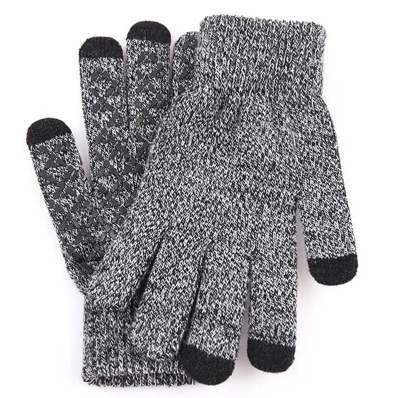 gray 1 Simple Design Winter Warm Gloves Touch Screen Sensory Gloves For Women Man Full Finger Windproof Mittens eldiven guantes - Цвет: gray 1