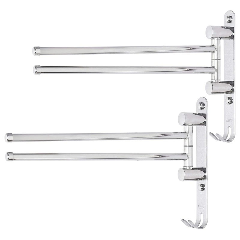 

Swing Out Towel Bar, Swivel Towel Rack,Space Saving Swinging Towel Bar for Bathroom Wall Mounted Towel Holder Organizer with 2 x
