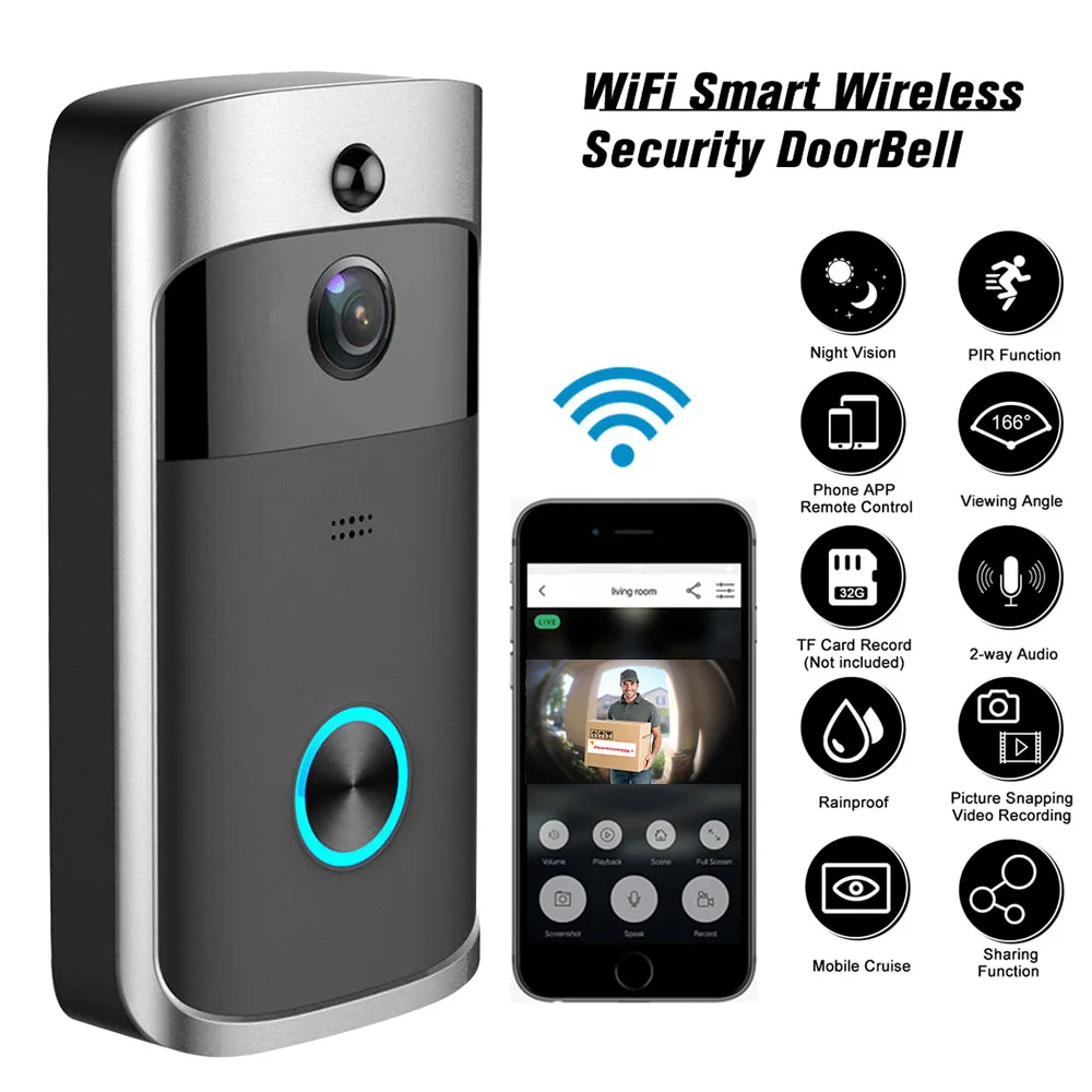 Timbre inteligente con cámara Wifi, llamada inalámbrica, videoportero para apartamentos, timbre de puerta, teléfono, cámaras de seguridad para el hogar