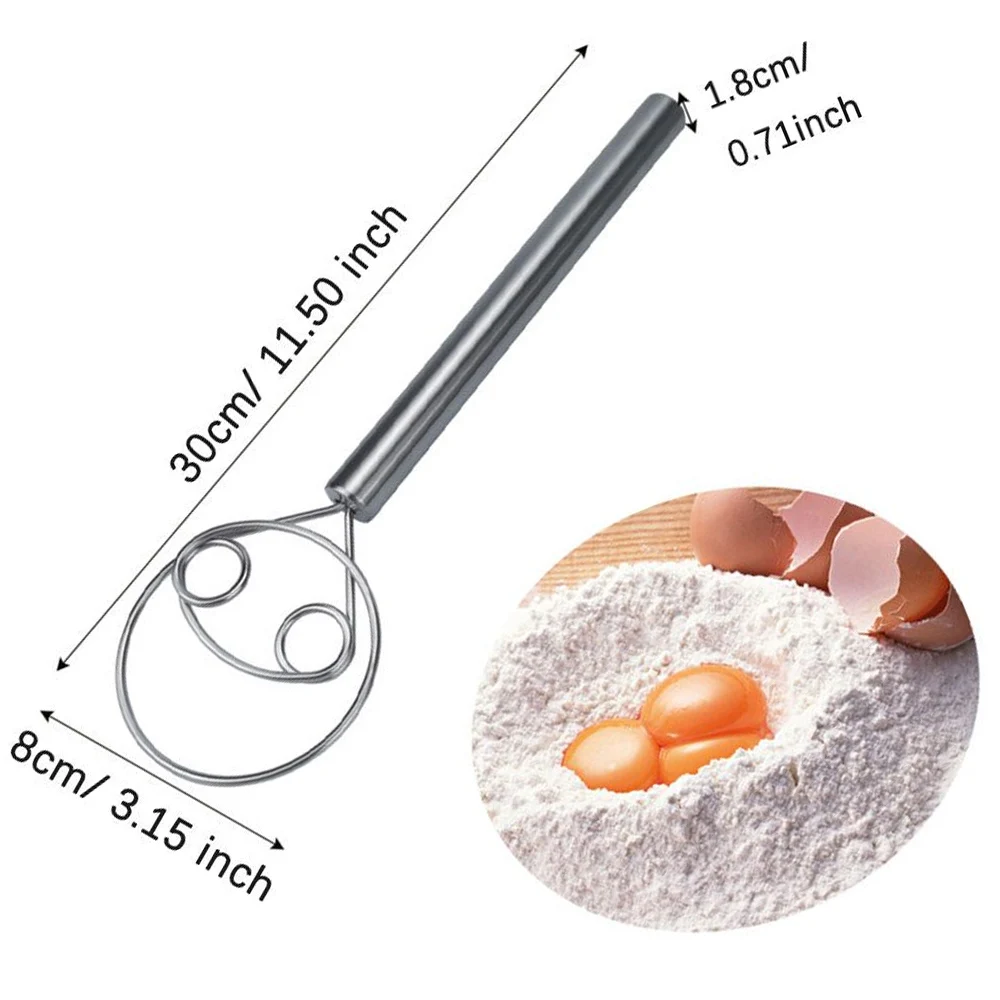 1Pc Eggs Cream Mixing Rods Double Holes Flour Cake Stirrer Whisk For Danish Dough Bread Smooth Tools Coil Mixer Kitchen Tools
