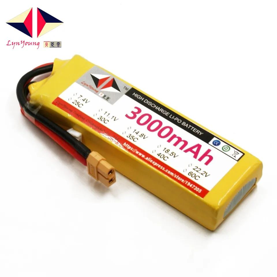 

LYNYOUNG 7.4V RC Tank lipo battery 2S 3000mAh 25C 30C 35C 40C 60C for Car Truck Drone Quadcopter Helicopter