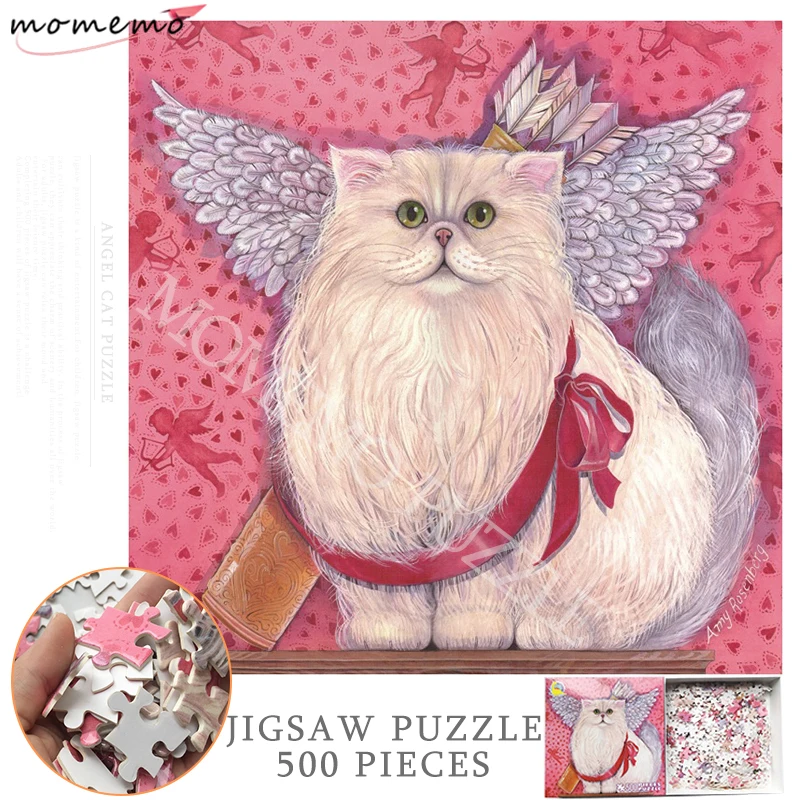 

MOMEMO Cupid Cat Jigsaw Puzzles for Adults White Card Paper Puzzle 500 Pieces Toys Beautiful Painting Puzzles for Lovers Gifts