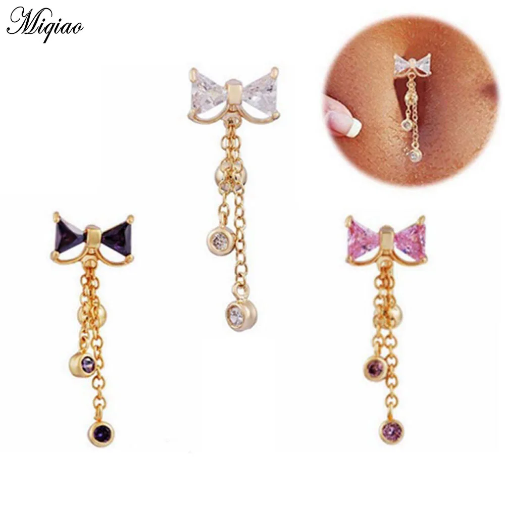 

Miqiao 1 Pcs Body Piercing Jewelry Explosive Bowknot Navel Ring Stainless Steel Navel Nail Belly Button Ring