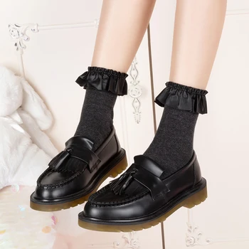 

Women Kawaii Leather lacework Princess Short Socks Cute Cotton Wild Student Sweet Harajuku Style Babydoll Socks College style