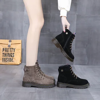 

Martin boots female British wind han edition shoes shoes female students 2020 new boots leather the velvet short boots