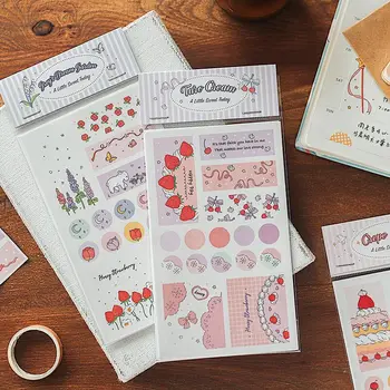 

MINKYS New Arrival Kawaii Strawberry Cake Scrapbooking Stickers For Journal Crafts Decorative Sticker Gift School Stationery
