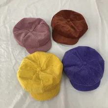 Женский берет, Осень-зима, корейский стиль, японский стиль, универсальный, черный, летний, тонкий, британский стиль, вельвет, бутон, восьмиугольный