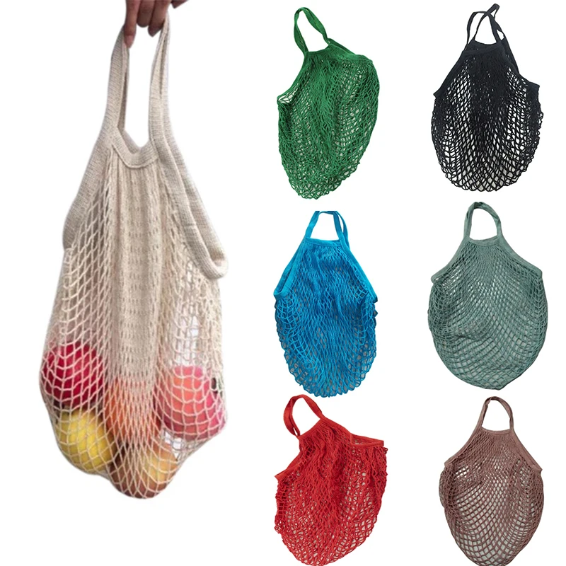 Reusable Fruit String Tote Mesh Woven Net Bag Shoulder Durable Shopping Storage 