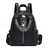 Women Leather Backpack 2022 Black Travel Shoulder Bag Soft School Bag For Teenage Girls Solid Color Rucksack Purse 1