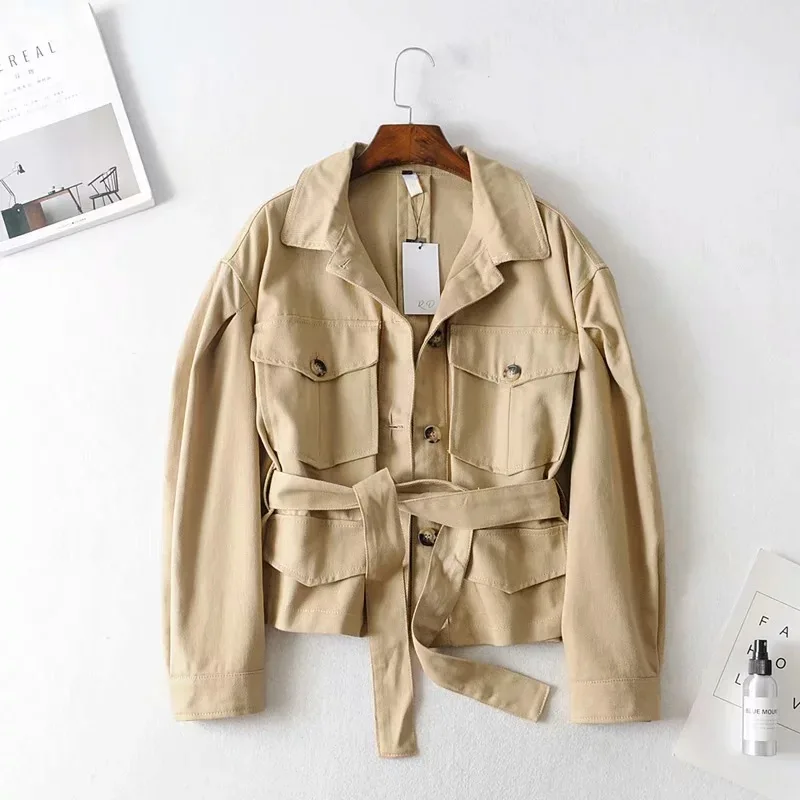 

R8800-1204 WOMEN'S Dress New Products Belt with Drawstring Wind Coat