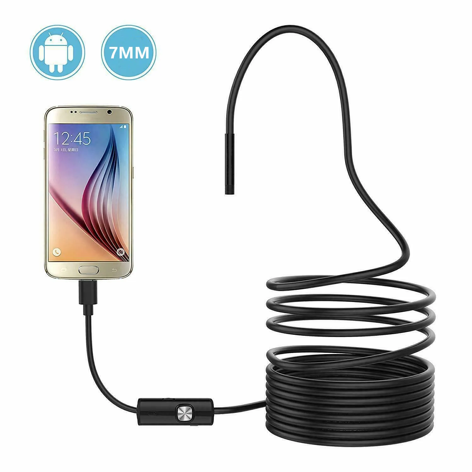 Cámara endoscópica para coche, boroscopio Industrial impermeable, Cable suave, serpiente, para Android, iPhone, teléfono inteligente, IP67, 1/1, 5/2M