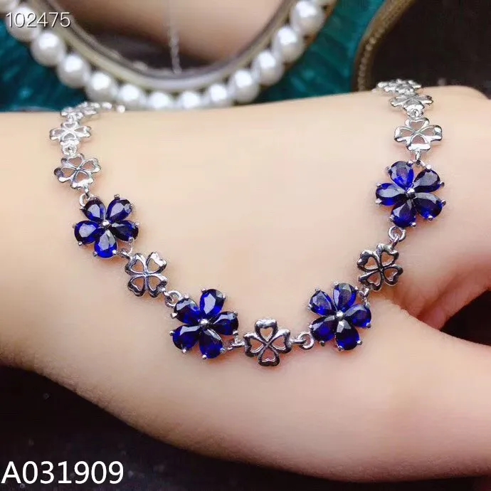 

KJJEAXCMY boutique jewelry 925 sterling silver inlaid Natural sapphire fine female Bracelet support detection exquisite