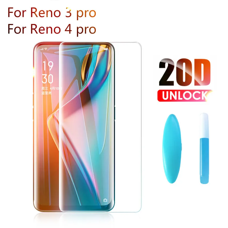 Закаленное УФ стекло 9H 20D для OPPO Reno 3 4 Pro Защита экрана профессиональная защитная пленка стекло|Защитные