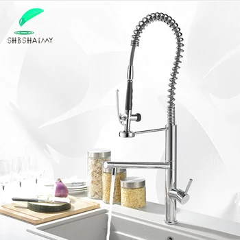 

Senlesen Kitchen Faucet Chrome Black Pipe Pull Down 360 Degree Rotation Single Handle Single Hole Cold and Hot Water Mixer Tap
