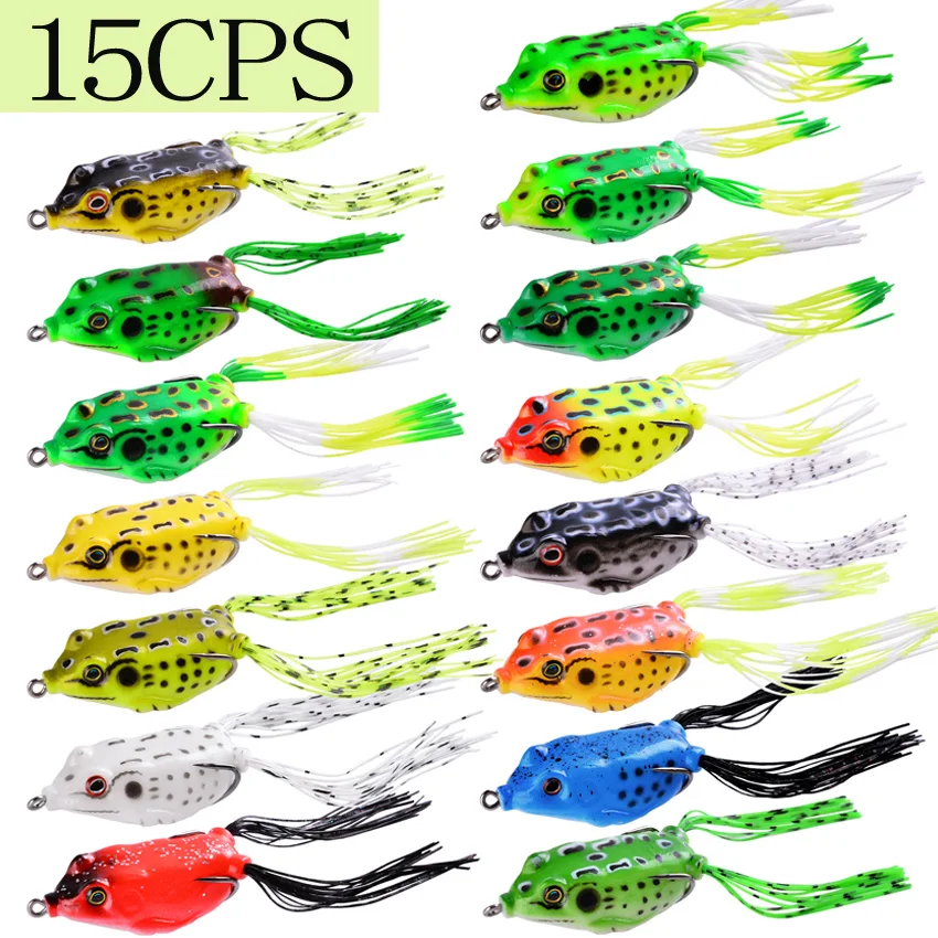 8PCS Mixed Color Frog Soft Lure Set Top Water Wobblers Rubber Artificial  Baits for Pike Snake