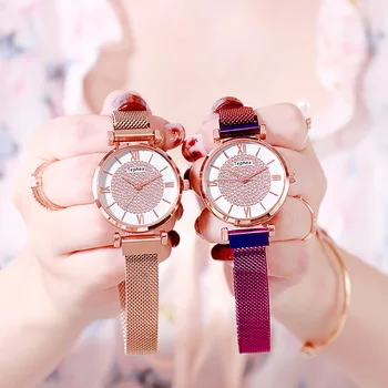 

Women Watch Magnetic Starry Sky Ladies Watch Top Brand Luxury Watch Rose Gold Relogio Feminino Female Clock Reloj Mujer