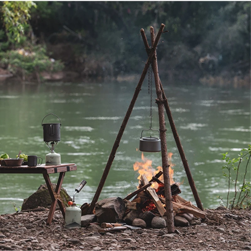 Camping Tripod Hanger Naturehike Ultralight Titanium 4pcs Suit 10kg Weight Bearing BBQ Picnic Equipment Cooking Pot Hook