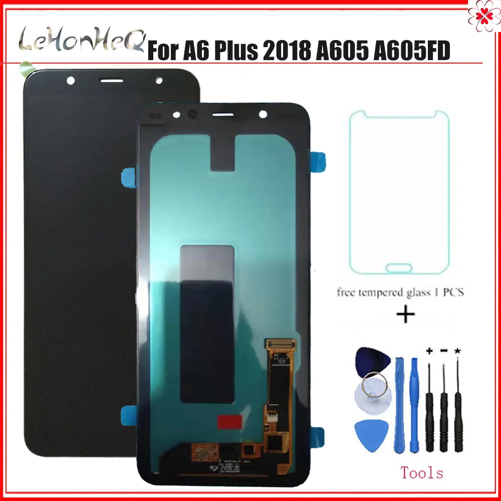 Цена AMOLED ЖК дисплей для samsung Galaxy A6 Plus 2018 A6 + A605fd A605 ЖК дисплей сенсорный экран дигитайзер сборка для samsung A6 + A605 ЖК
