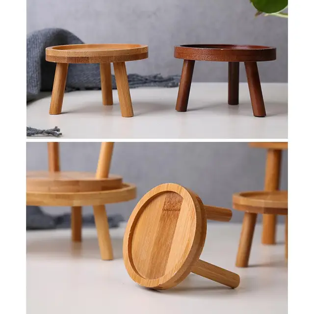 Fa Növény Állvány Ültetvényes Tálca Virág Edény Erős Szabadon Álló Bonsai Tartó Erkély Zamatos Kerek Virágpolc - Image 6