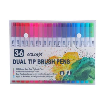 

36 Colors Marker Liner Drawing Watercolor Marker Pens Twin Head Brush Pen Painting Art Supplies