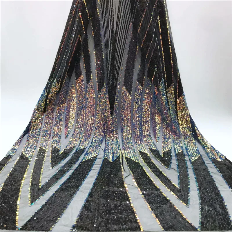 Гипюровая вышивка французская кружевная ткань 2019 фиолетовые пайетки Ткань Материал тюль сетка кружева платье африканские блестки кружева
