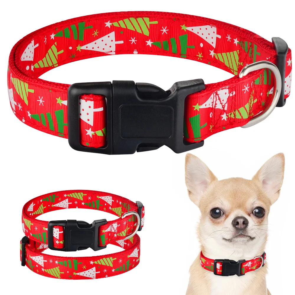 Small Medium Large Dog Christmas Dog Collar Pet Puppy Adjustable Nylon