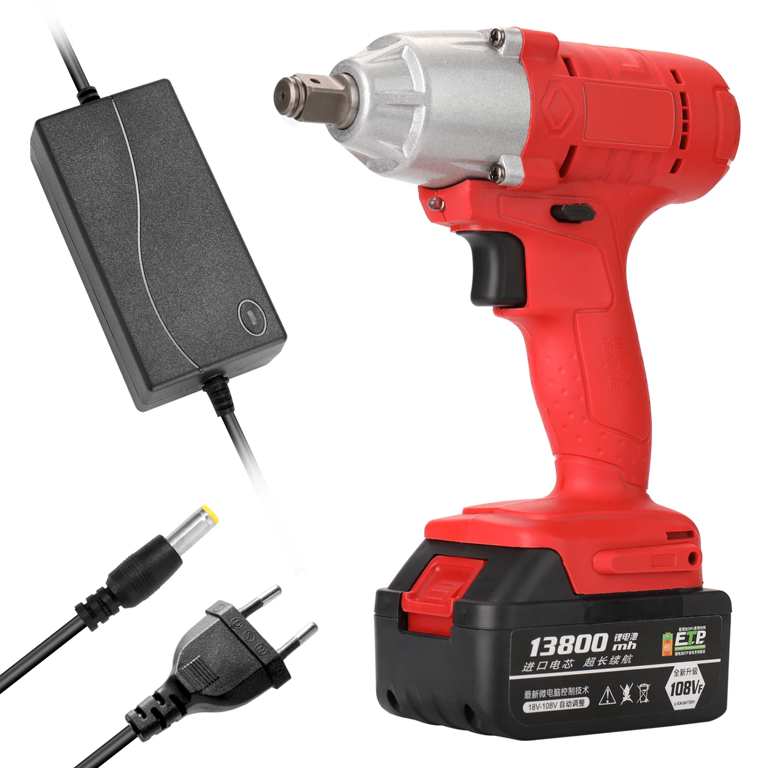 

108VF 13800mAh 320Nm Brushless Cordless Electric Wrench Impact Driver Power Tool Rechargeable Lithium Battery Household