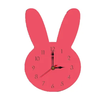 

Cute sweet Clock Nordic Rabbit Wall Clock Silent Wooden Clock for Home Living Room office bedroom