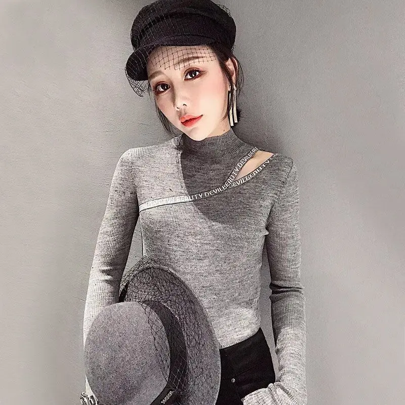 Autumn European Style Sweaters Slim Half-high Collar Long-sleeved knit Bottoming Jumper Pull Clothes