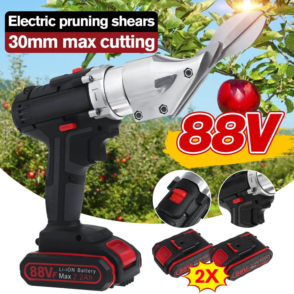 88V Elektrische Rebschnitt Cutter Scheren Köpfe Gartenschere