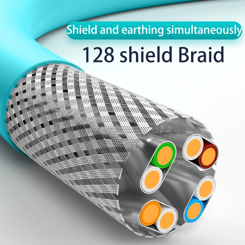 OFNPFTTH 100m CAT8 Lan Cable 40G Double Shielded OFC LSZH Jacket Aqua Color