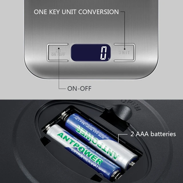 10/5 Kg Konyhai Méretű Rozsdamentes Acél Mérlegelők Többfunkciója Főzési Háztartás Mérlegelése Elektronikus Skála - Image 3