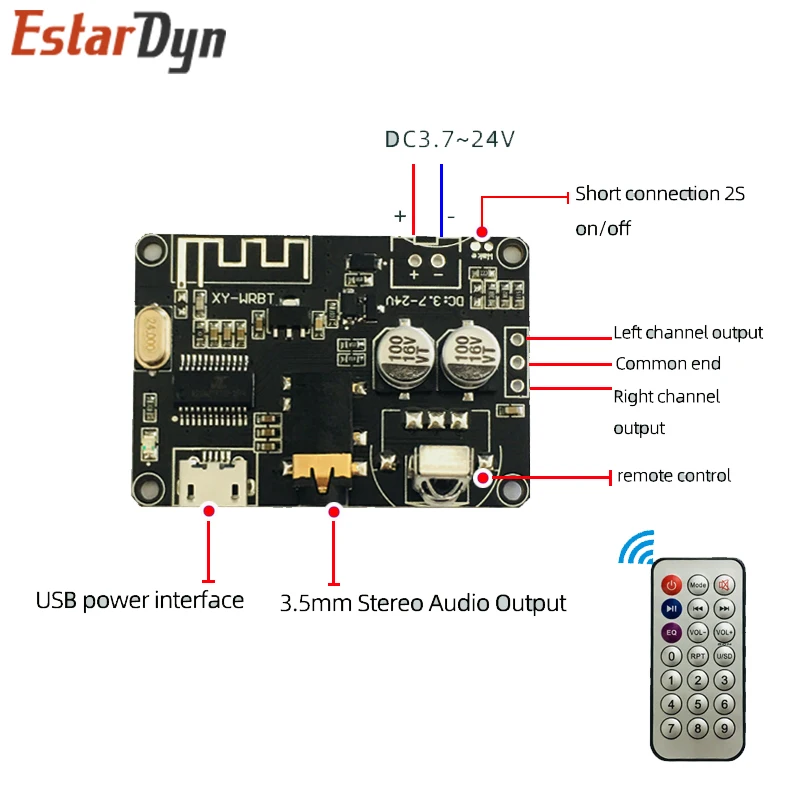 Heemol Scheda ricevitore audio Bluetooth, Bluetooth 5.0, MP3, scheda decodificatore senza perdita di dati, modulo musicale stereo senza fili, 3,7-5 V, XY-BT-Mini (5 pezzi
