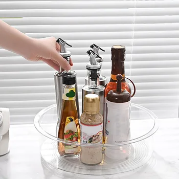 

Rotating Desktop Storage Tray Multifunctional Transparent Storage Tray Kitchen Storage Box TN88