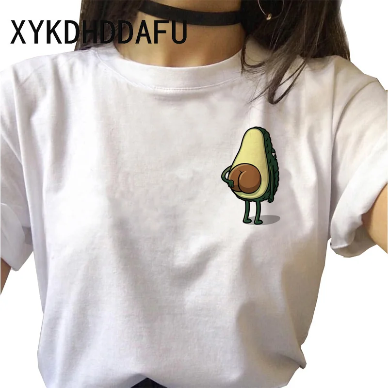 Женская футболка с авокадо 2020 Harajuku Ulzzang Kawaii Смешные повседневные топы Футболка