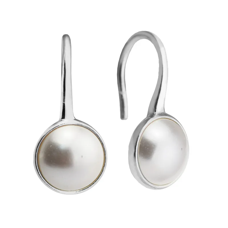 Luminous Droplets Women Hoop Earrings 925 Sterling Silver Jewelry White Pearl Earrings for Women Classic Wedding Jewelry Earings