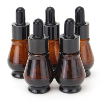 

5Pcs 10-100ml Amber Water Droplets Shape Empty Glass Bottle For Essential Oil Perfume Dropper Bottle Travel Essentials Portable