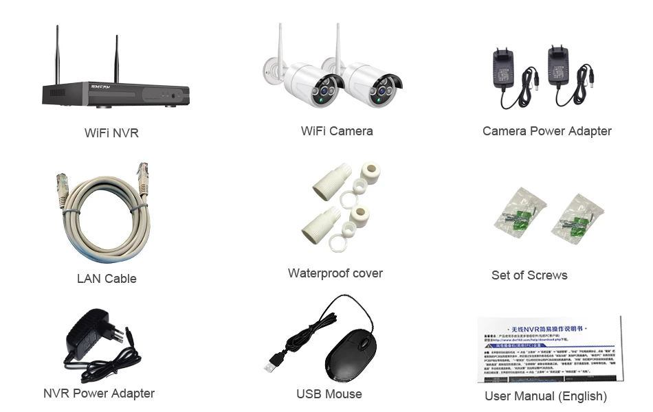 WiFi видео Мониторинг ip CCTV система безопасности камера 4ch nvr 2pcs 2MP IR-CUT наружная беспроводная камера видеонаблюдения