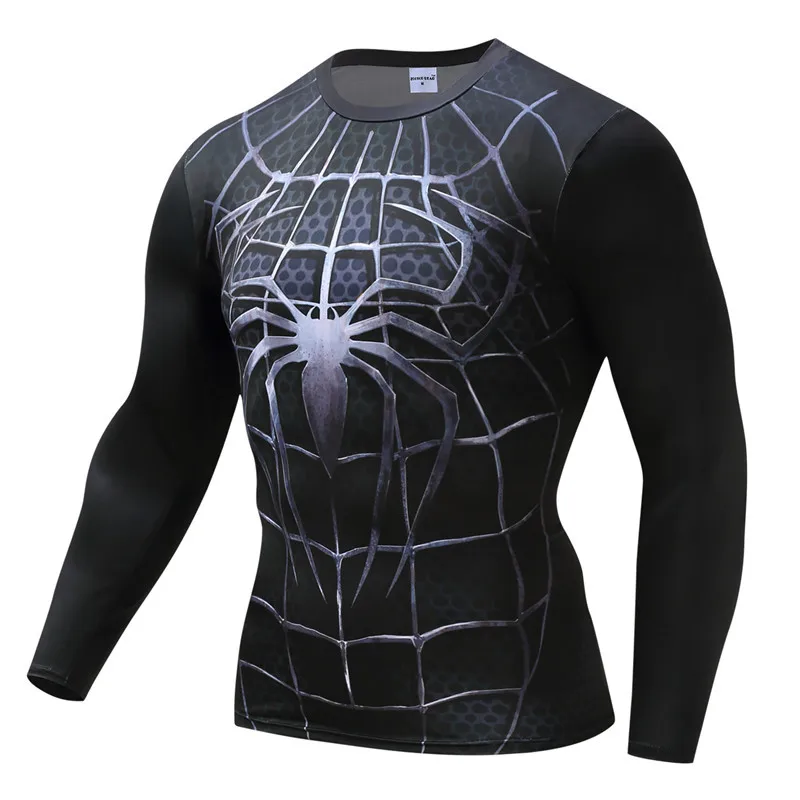 Men Superhero 3D Base Layer Tee Compression T-Shirts Gym Jersey Tight Tops  Long